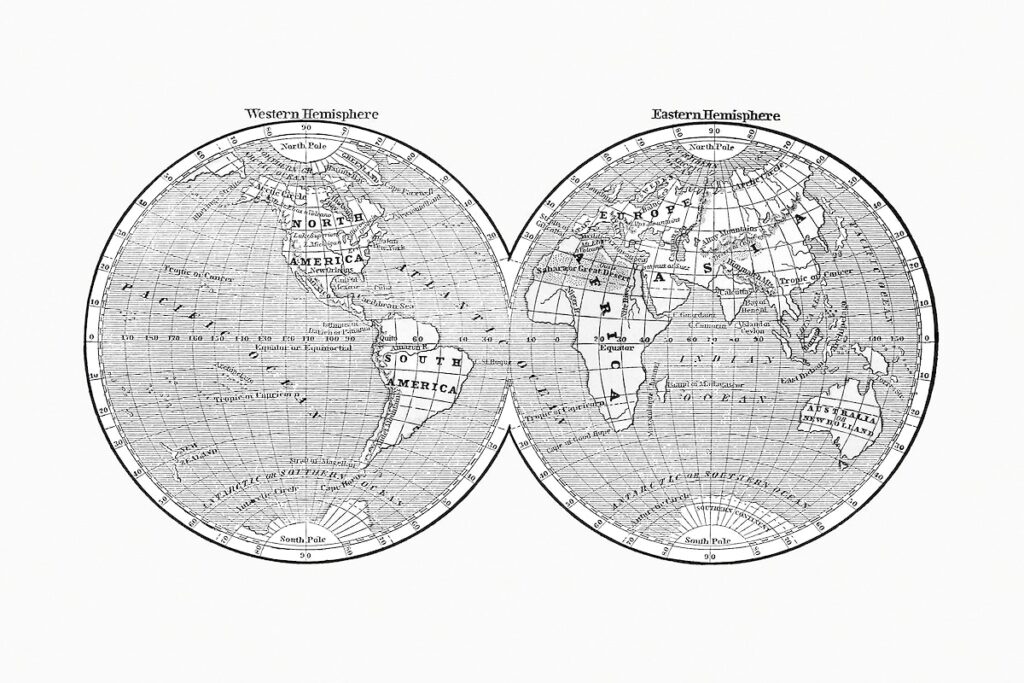 Antique world map drawing